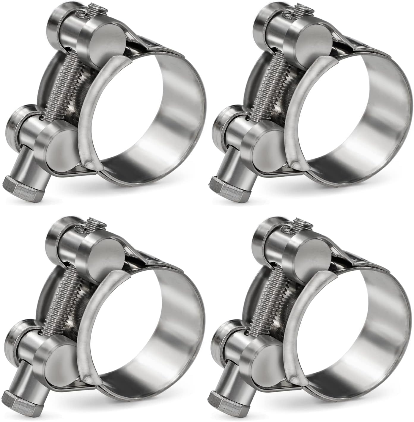 Peromi 4 Pack 26-28Mm T-Bolt Hose Clamp,Stainless Steel_304Intercooler Pipe Tube Clamps,Turbo Pipe Clamps,Clamp Adjustable Range
